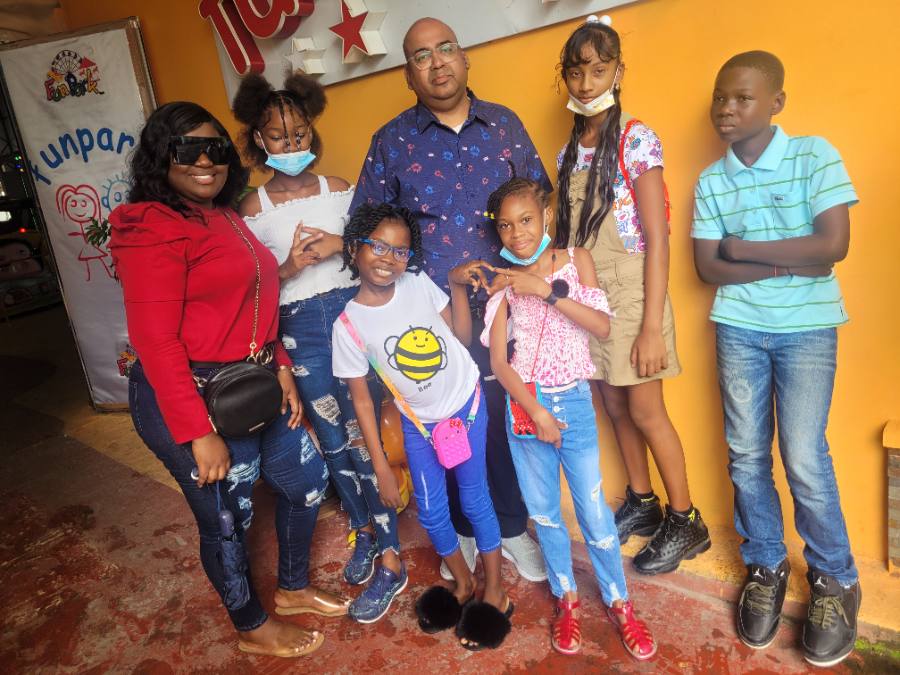 OnCalla team members with kids from the sponsored group